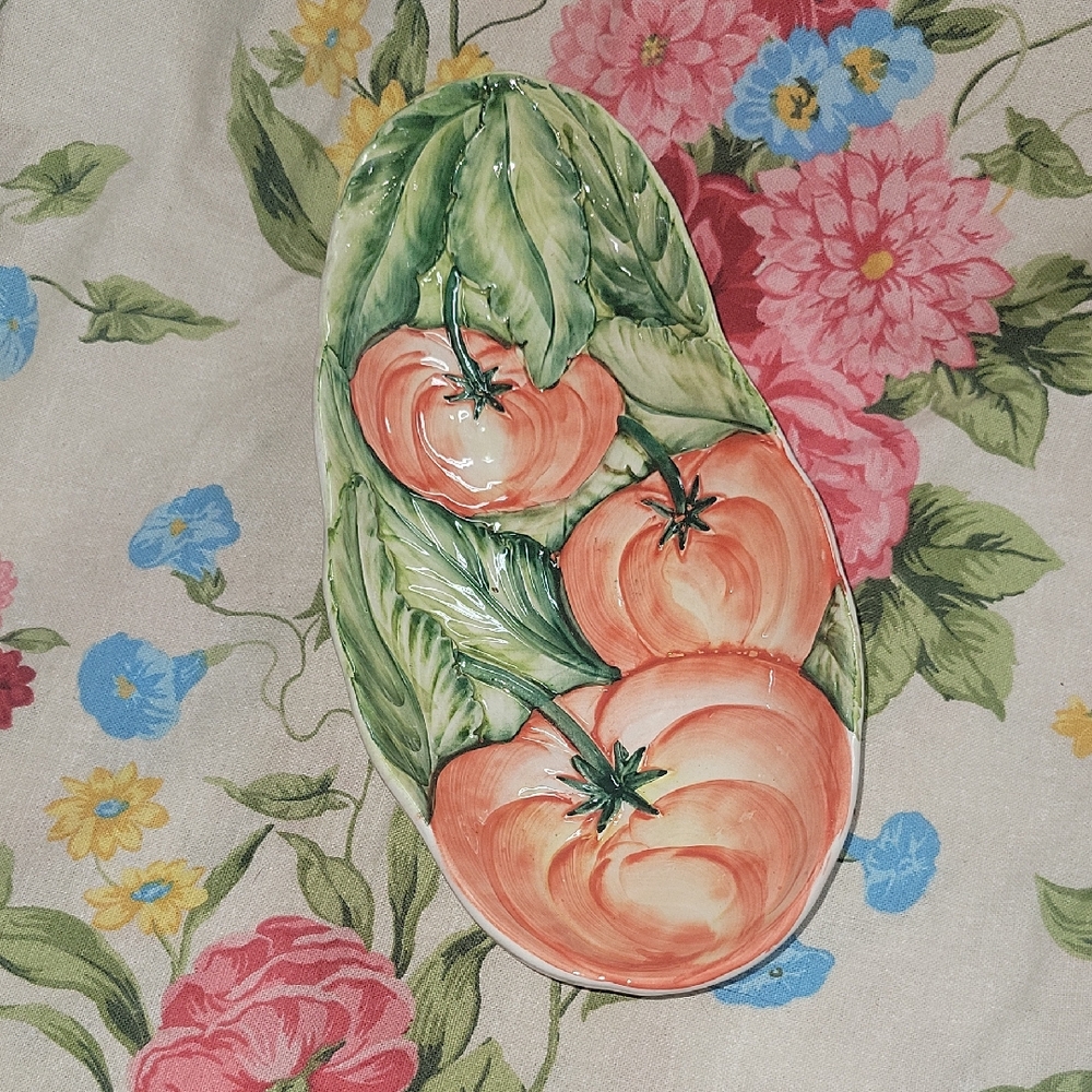 Hand-Painted Tomato Ceramic Platter